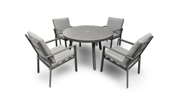 Liv Outdoors - Bermuda Aluminium 4 Seat Round Dining Set