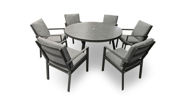 Liv Outdoors - Bermuda Aluminium 6 Seat Round Dining Set