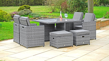 Liv Outdoors - Heritage 8 Seat Rattan Cube Set with Rod Weave