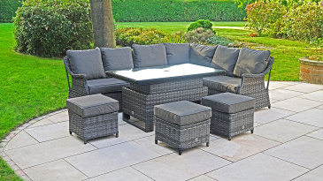 Liv Outdoors - Heritage Rattan Sofa Dining Set with Rising Large Table