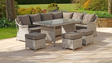 Liv Outdoors - Heritage Rattan Corner Sofa Dining Set with Large Table