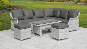 Liv Outdoors - Heritage Rattan Corner Sofa Dining Set with Rising Table