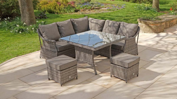 Liv Outdoors - Heritage Rattan Corner Sofa Dining Set with Square Dining Table