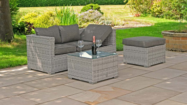 Liv Outdoors - Heritage Rattan 3 Seater Recliner Sofa with Footstool & Table