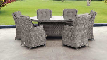 Liv Outdoors - Heritage 6 Seat Oval Rattan Dining Set