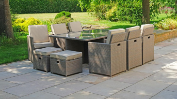 Liv Outdoors - Kingston Rattan Cube Dining Set - 10 Seat in Brown