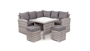 Liv Outdoors - Kingston Rattan Sofa Dining Set with Square Table