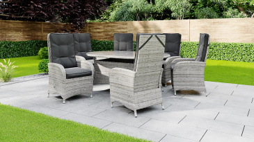 Liv Outdoors - Kingston 6 Seat Recliner Oval Rattan Dining Set