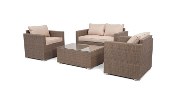 Liv Outdoors - Kingston Rattan 2 Seater Sofa and 2 Armchair Set