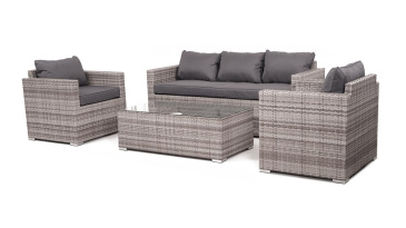 Liv Outdoors - Kingston Rattan 3 Seater Sofa and 2 Armchair Set