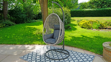 Liv Outdoors - Kingston Rattan Hanging Egg Chair in Light Grey