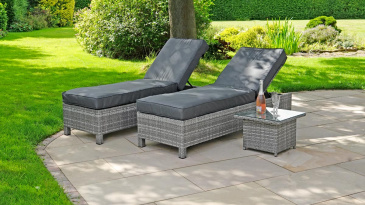 Liv Outdoors - Kingston Rattan Recliner Sun Lounger with Table