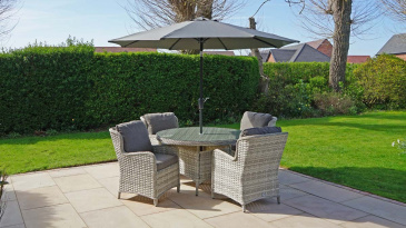 Liv Outdoors - Ascot 4 Seat Rattan Dining Set with 1.3m Round Table