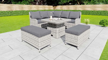 Liv Outdoors - Ascot Sofa Dining Set 2m x 2m with Rising Square Table