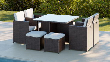 Harts - Compact Rattan Cube 8 Seat Dining Set