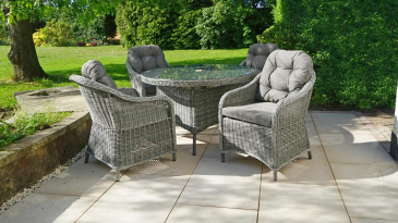 Liv Outdoors - Windsor 4 Seat 1.2m Rod Weave Round Dining Set