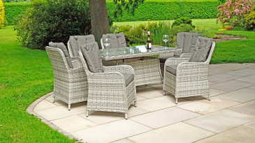 Liv Outdoors - Windsor 6 Seat Rattan Dining Set with Rectangle Table
