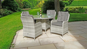 Liv Outdoors - Windsor 4 Seat Round Table Rattan Dining Set