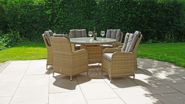 Liv Outdoors - Windsor 6 Seat 1.3m Round Table Rattan Dining Set
