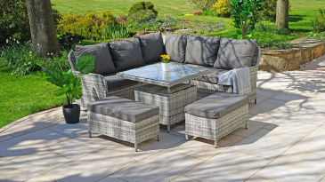 Liv Outdoors - Windsor Corner Sofa Dining Set with Square Rising Table