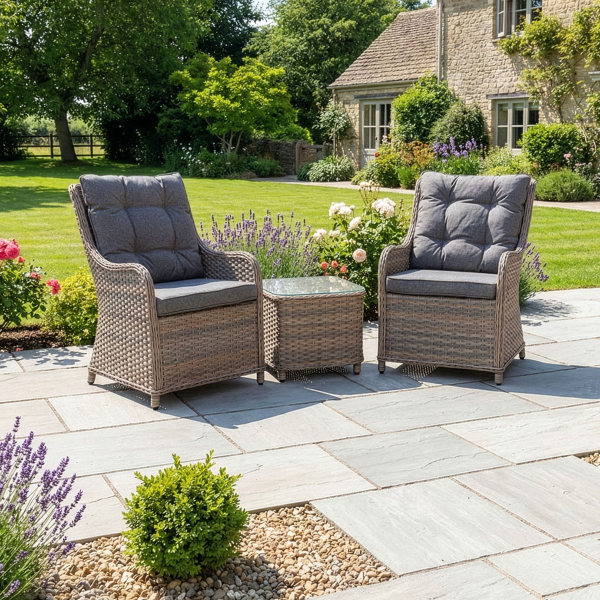 Liv Outdoors - Heritage 2 Large Armchair and Coffee Table Rattan Bistro Set