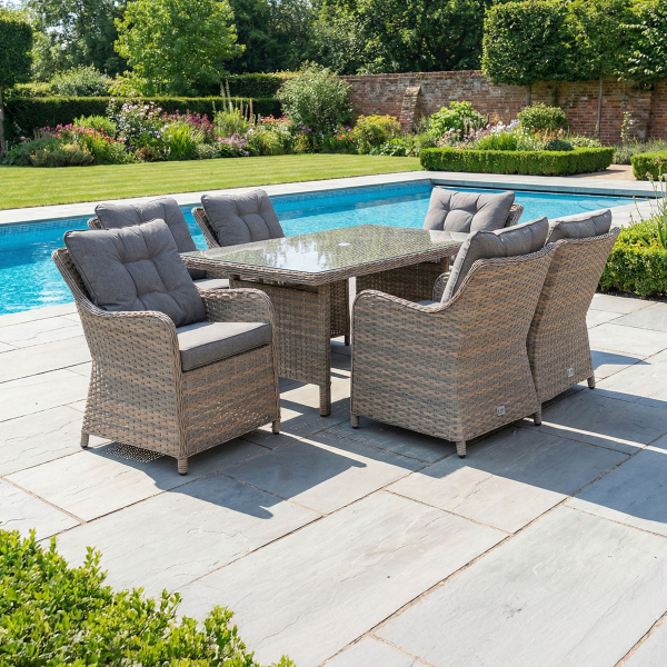 Liv Outdoors - Heritage Rod Weave 6 Seat Rectangle Dining Set in Brown