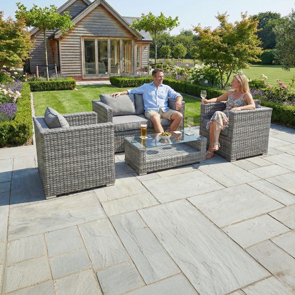 Liv Outdoors - Heritage 2 Seat Sofa & 2 Armchair rattan sofa set in Grey