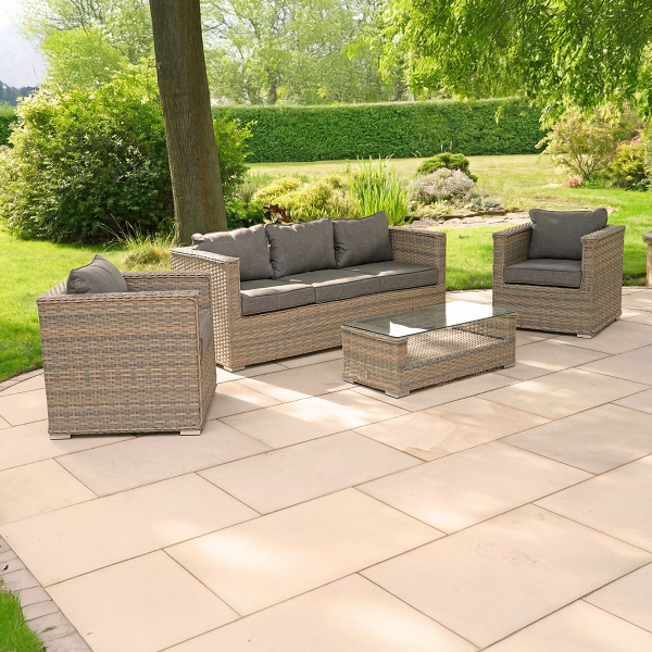 Liv Outdoors - Heritage 3 Seat Sofa & 2 Armchair rattan sofa set in Brown