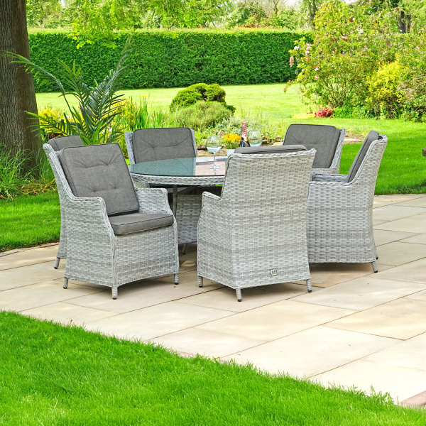 Liv Outdoors - Heritage 6 Seat 1.3m Round Rattan Dining Set