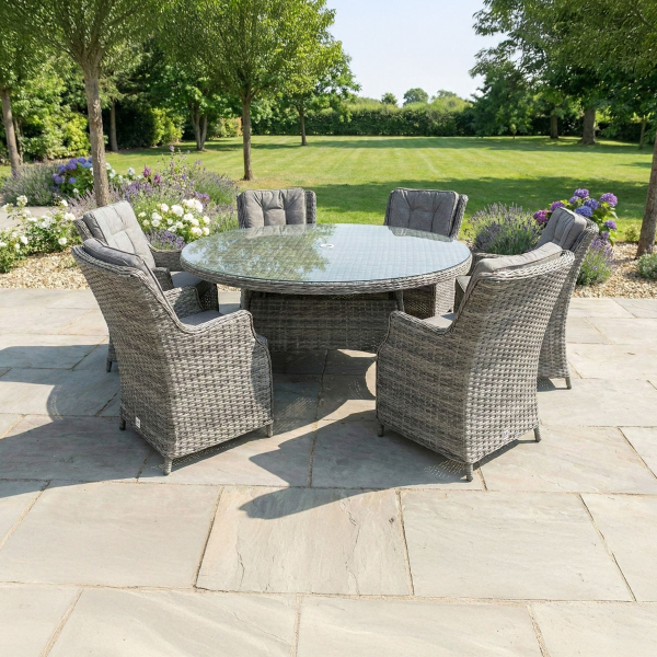 Liv Outdoors - Heritage 6 Seat Oval Rattan Dining Set in Grey