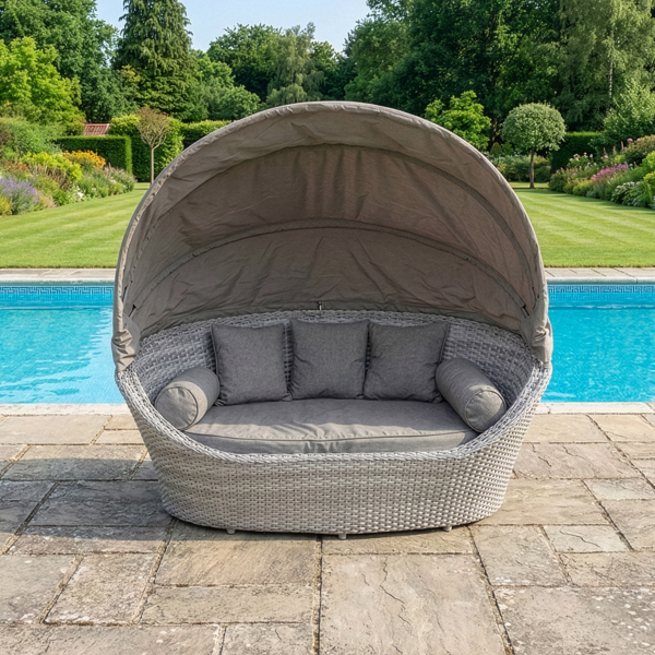 Liv Outdoors - Heritage Daybed Lounger & Canopy in Light Grey