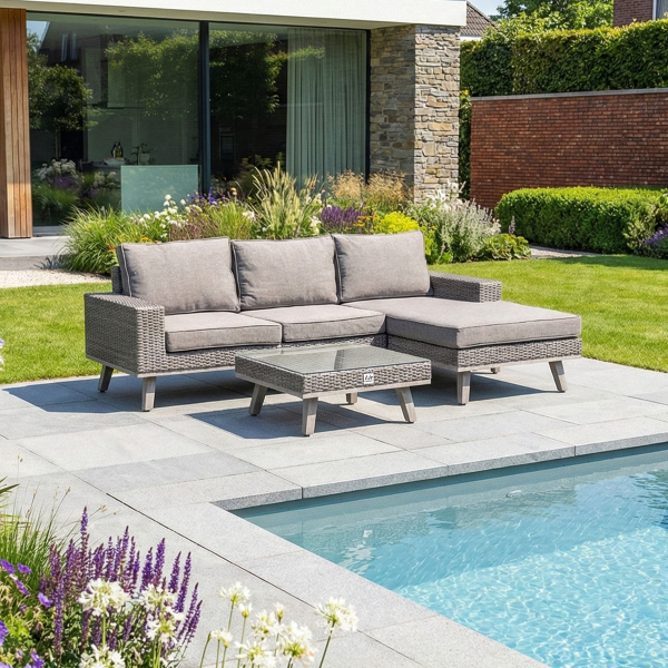 Liv Outdoors - Denver Corner sofa & Coffee Table - Right Hand