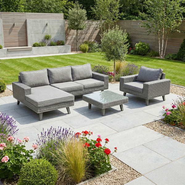 Liv Outdoors - Denver Corner sofa with Armchair & Coffee Table - Left Hand