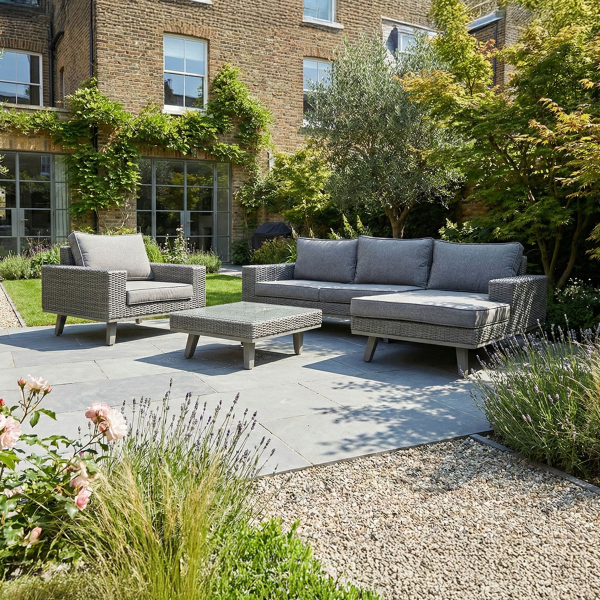 Liv Outdoors - Denver Corner sofa with Armchair & Coffee Table - Right Hand