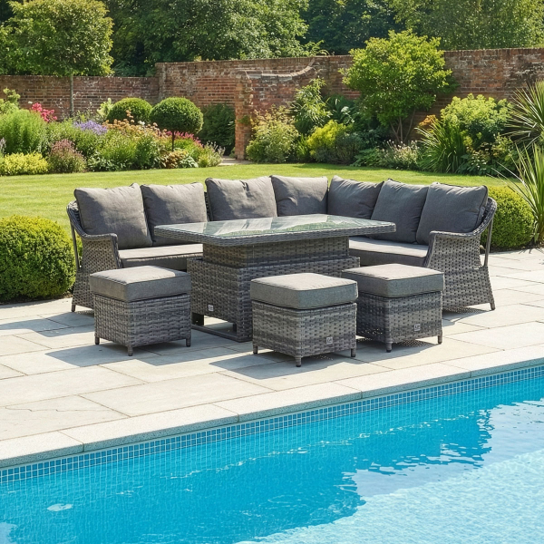 Liv Outdoors - Heritage Rattan Sofa Dining Set with Rising Large Table