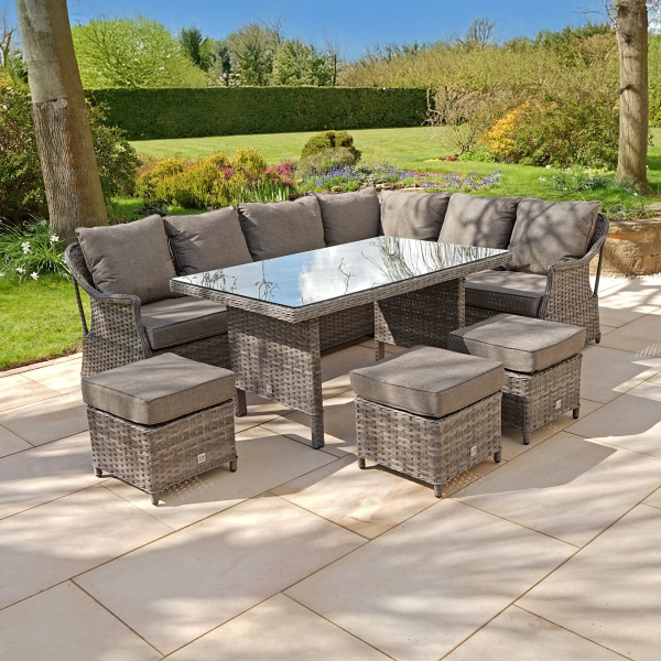 Liv Outdoors - Heritage Corner sofa dining set with large table in Grey