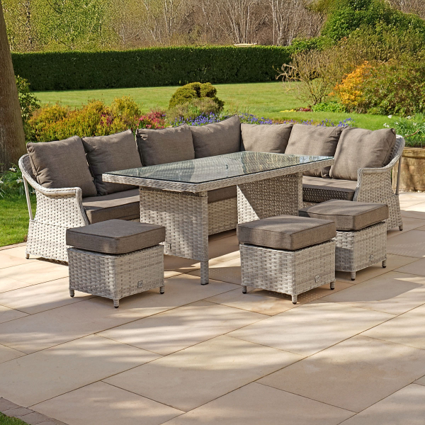 Liv Outdoors - Heritage Corner sofa dining set with large table in Light Grey