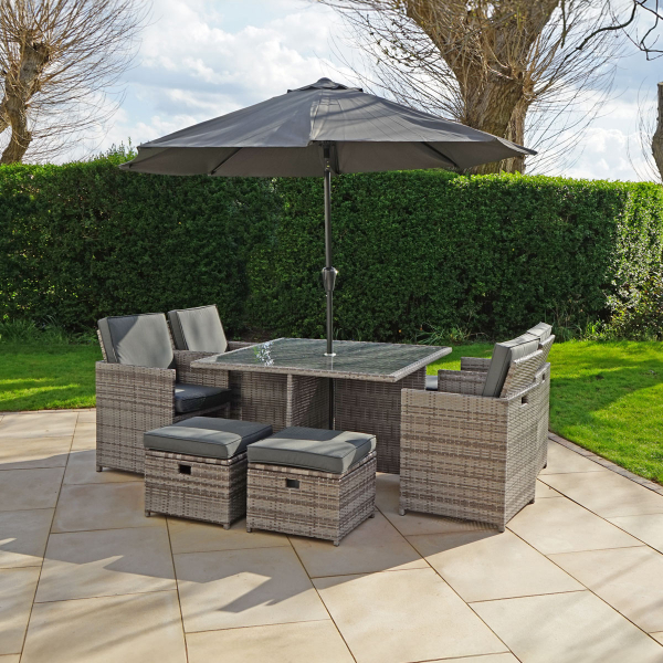 Liv Outdoors - Kingston Rattan Deluxe Cube Dining Set - 8 Seat