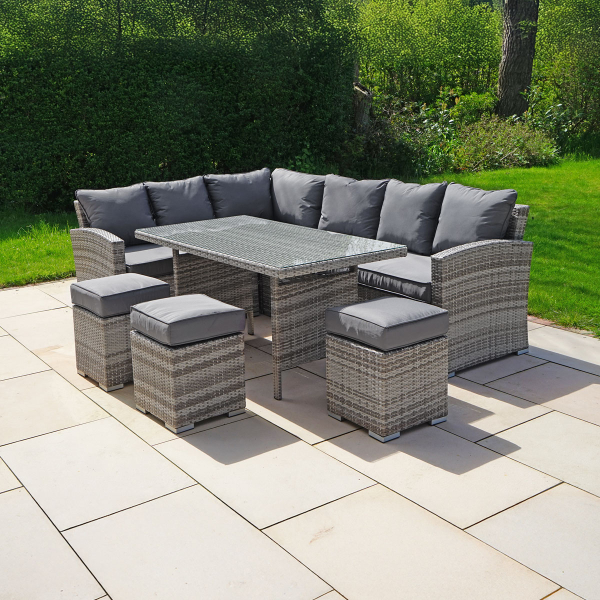 Liv Outdoors - Kingston Rattan Sofa Dining Set in Grey