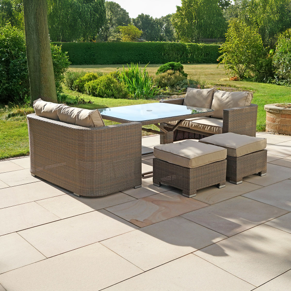 Liv Outdoors - Kingston 8 Seat Rounded Sofa Cube Dining Set in Brown