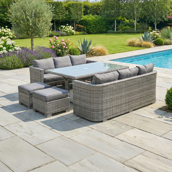 Liv Outdoors - Kingston 10 Seat Rounded Sofa Cube Dining Set in Grey