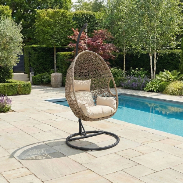 Liv Outdoors - Kingston Rattan Hanging Egg Chair in Brown