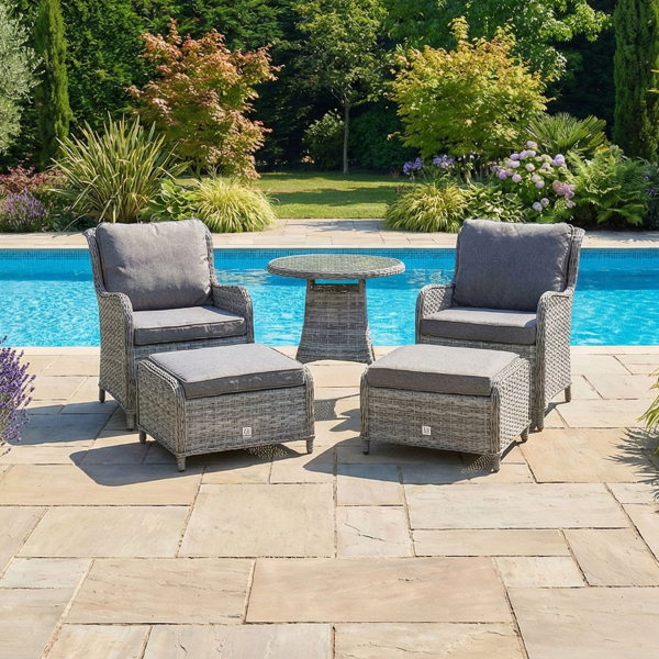 Liv Outdoors - Ascot Rattan Bistro Set with Table & Stools in Grey