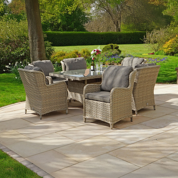 Liv Outdoors - Ascot 6 Seat Rattan Dining Set with Rectangular Table in Brown