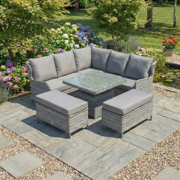 Liv Outdoors - Ascot Sofa Dining Set 2m x 2m with Rising Square Table