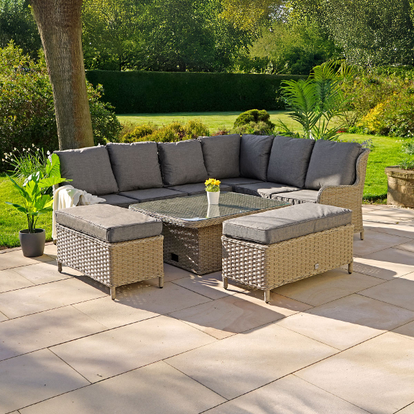 Liv Outdoors - Ascot Sofa Dining Set 2.58m x 2m with Rising Table