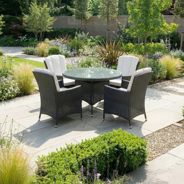 Harts - Premium 4 Seat Round Rattan Dining Set