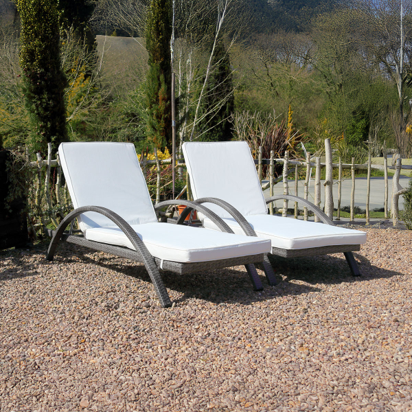 Harts - Premium Rattan Recliner Sun lounger (Set of 2) in Grey