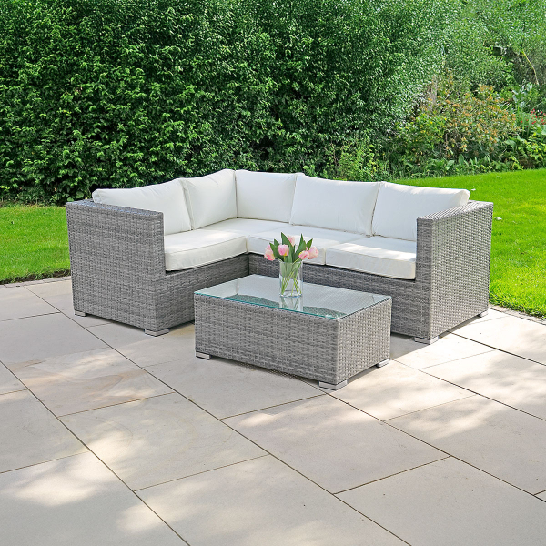 Harts - Premium Rattan Corner Sofa & Table 206 x 152cm - Grey