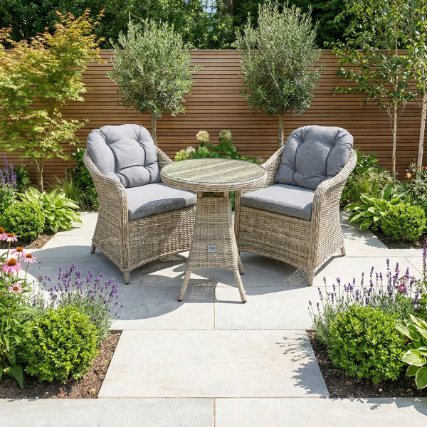 Liv Outdoors - Windsor 2 Seat Rod Weave Bistro set with Table